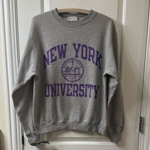 Champion NYU New York University Graphic Logo Gray Sweatshirt Size M